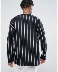 T-shirt manica lunga a righe verticali nera di Asos