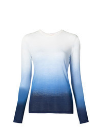 T-shirt manica lunga bianca e blu