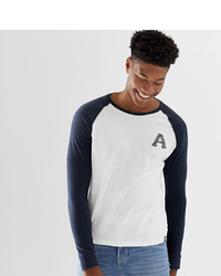 T-shirt manica lunga bianca e blu scuro di Burton Menswear
