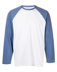 T-shirt manica lunga bianca e blu scuro di John Elliott