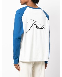 T-shirt manica lunga bianca e blu scuro di Rhude