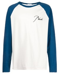 T-shirt manica lunga bianca e blu scuro di Rhude