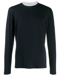 T-shirt manica lunga blu scuro di Brunello Cucinelli