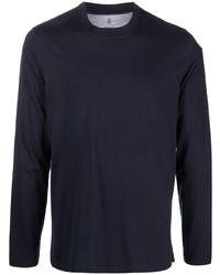 T-shirt manica lunga blu scuro di Brunello Cucinelli