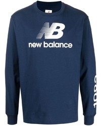 T-shirt manica lunga blu scuro di New Balance