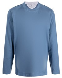 T-shirt manica lunga blu di Brunello Cucinelli