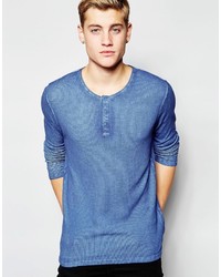 T-shirt manica lunga blu di Solid