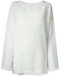 T-shirt manica lunga di seta bianca