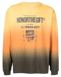 T-shirt manica lunga effetto tie-dye arancione di HONOR THE GIFT
