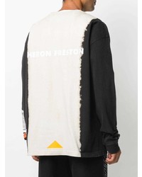 T-shirt manica lunga effetto tie-dye bianca e nera di Heron Preston
