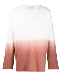 T-shirt manica lunga effetto tie-dye bianca e rosa di Marine Serre