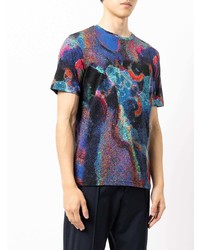 T-shirt manica lunga effetto tie-dye blu scuro di PS Paul Smith