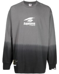 T-shirt manica lunga effetto tie-dye grigio scuro di AAPE BY A BATHING APE