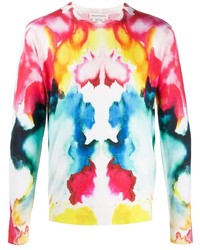 T-shirt manica lunga effetto tie-dye multicolore di Alexander McQueen