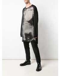 T-shirt manica lunga effetto tie-dye nera e bianca di Yohji Yamamoto