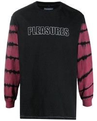 T-shirt manica lunga effetto tie-dye nera di Pleasures