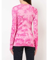 T-shirt manica lunga effetto tie-dye rosa di Proenza Schouler