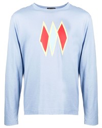 T-shirt manica lunga geometrica azzurra