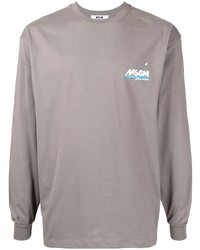 T-shirt manica lunga grigia di MSGM
