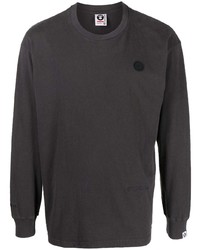T-shirt manica lunga grigio scuro di AAPE BY A BATHING APE