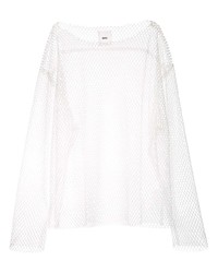 T-shirt manica lunga in rete bianca