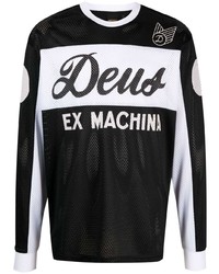 T-shirt manica lunga in rete stampata nera di Deus Ex Machina
