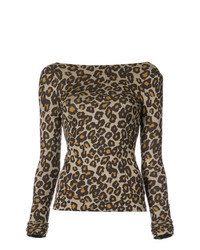 T-shirt manica lunga leopardata marrone