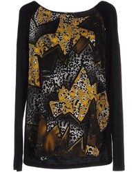 T-shirt manica lunga leopardata nera