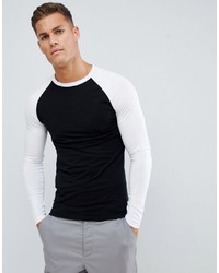 T-shirt manica lunga nera e bianca di ASOS DESIGN