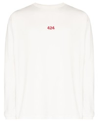 T-shirt manica lunga ricamata bianca di 424