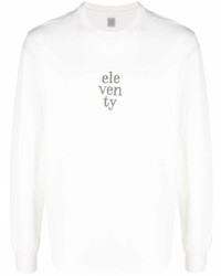 T-shirt manica lunga ricamata bianca di Eleventy