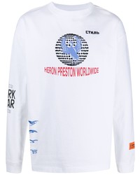 T-shirt manica lunga ricamata bianca di Heron Preston