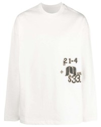 T-shirt manica lunga ricamata bianca di Jil Sander