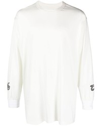 T-shirt manica lunga ricamata bianca di Y-3