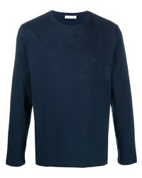 T-shirt manica lunga ricamata blu scuro di Etro
