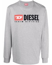 T-shirt manica lunga ricamata grigia di Diesel
