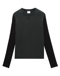T-shirt manica lunga ricamata grigio scuro di Courrèges