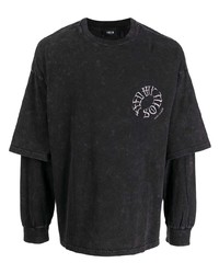 T-shirt manica lunga ricamata grigio scuro di FIVE CM