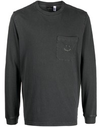 T-shirt manica lunga ricamata grigio scuro di PS Paul Smith