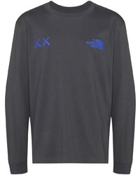 T-shirt manica lunga ricamata grigio scuro di The North Face