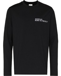 T-shirt manica lunga ricamata nera di Moncler