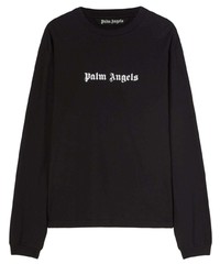 T-shirt manica lunga ricamata nera di Palm Angels