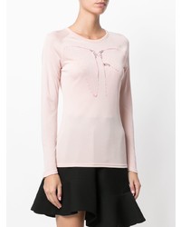 T-shirt manica lunga ricamata rosa di Jo No Fui