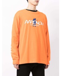 T-shirt manica lunga stampata arancione di AAPE BY A BATHING APE