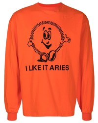 T-shirt manica lunga stampata arancione di Aries