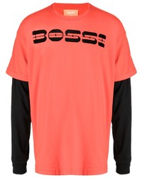 T-shirt manica lunga stampata arancione di Bossi Sportswear