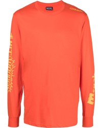 T-shirt manica lunga stampata arancione di Diesel