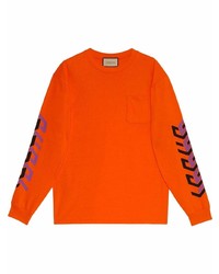 T-shirt manica lunga stampata arancione di Gucci