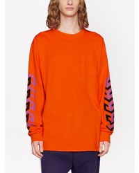 T-shirt manica lunga stampata arancione di Gucci