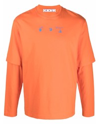 T-shirt manica lunga stampata arancione di Off-White